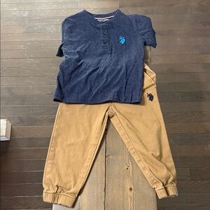 U.S. Polo Assn. Navy and Tan Kids Matching Set